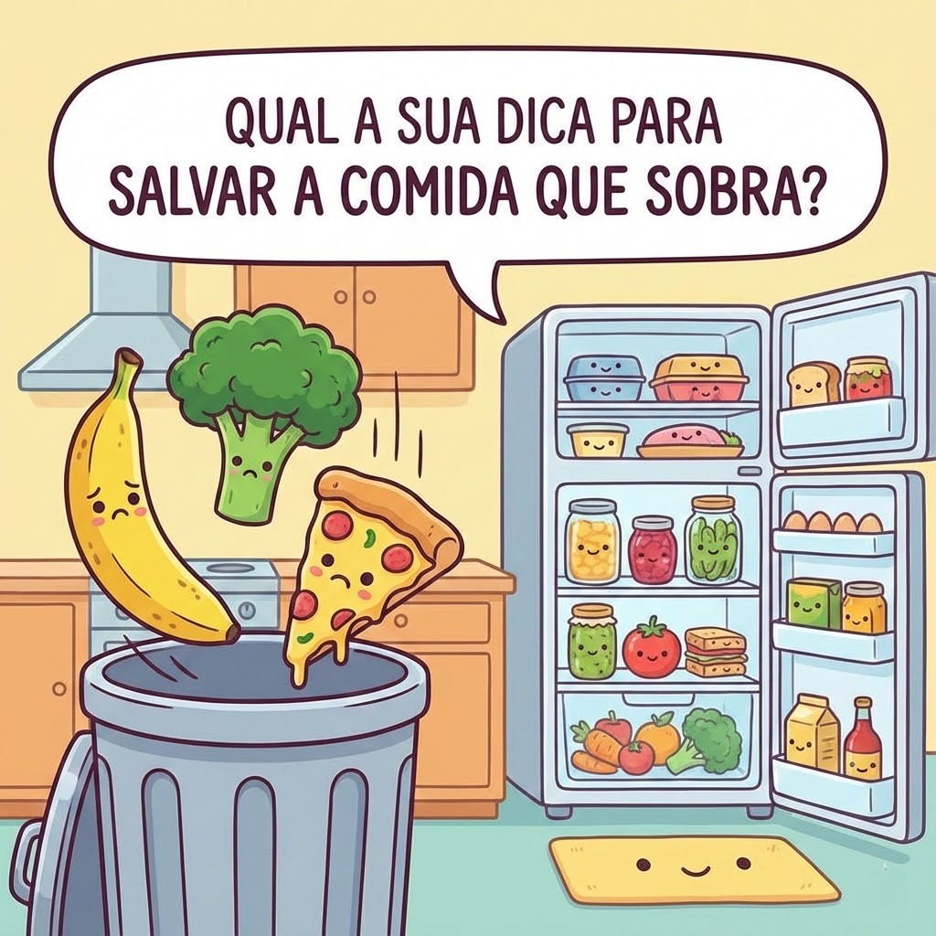 Ilustração sobre desperdício de alimentos e como a IA pode ajudar